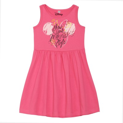 Disney By Wear Your Mind Girls Midi/Knee Length Casual Dress(Pink, Sleeveless)