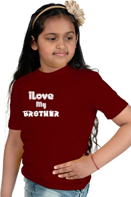 CHOMBOOKA Boys & Girls Typography, Printed Cotton Blend Regular T Shirt(Maroon, Pack of 1)