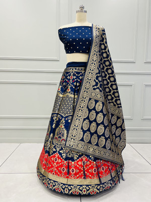 SHREE CREATION Self Design Semi Stitched Lehenga Choli(Red)