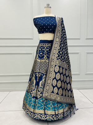 Payu Self Design Semi Stitched Lehenga Choli(Green)