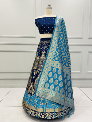 SHREE CREATION Self Design Semi Stitched Lehenga Choli(Light Blue)