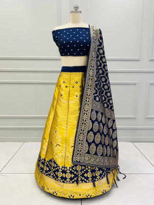 Payu Self Design Semi Stitched Lehenga Choli(Yellow)