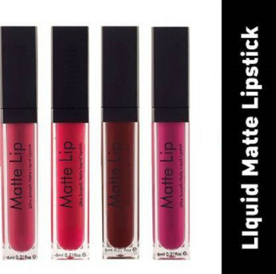 BLUSHIS Non Transfer Insta Beauty Waterproof Liquid Matte Mini Lipstick Combo Pack Of 4(Multicolor-1, 16 ml)