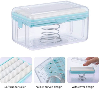 Aibzi Soap Cleaning Storage Foaming Box with Bubbler, Foam Soap Dispenser with Roller(White)