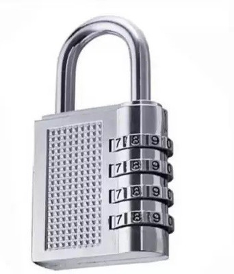 adorrobella Combination 4 Digit Number Travel Luggage Password Lock For Home Office Padlock Combination Lock(Silver)