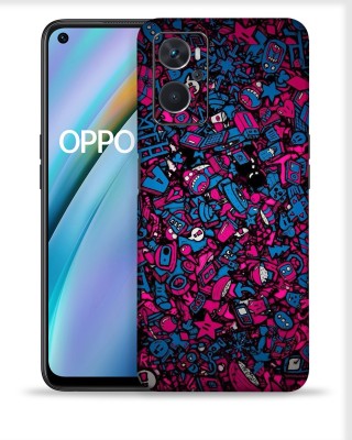 OggyBaba Oppo K10, Blue doodle Mobile Skin(Multicolor)