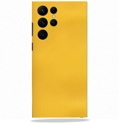 Mclaxa Yellow Carbon Fiber Mobile Back Skin, Yellow Carbon Fiber, Samsung S22 Ultra Mobile Skin(Yellow Carbon Fiber Skin With Super Matte Finish)