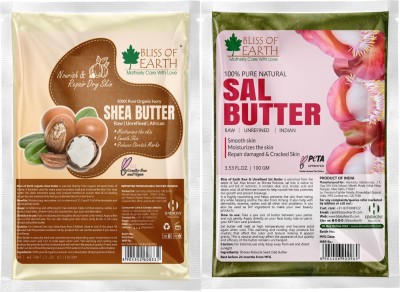Bliss of Earth Shea Butter + Sal butter Great For Skin & Hair Care | Moisturiser | Stretch Mark(200 g)