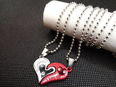 Agarwalproduct Couple Special Silver plated Dual Love Heart Pendant Chain for Girls & Boys Stainless Steel
