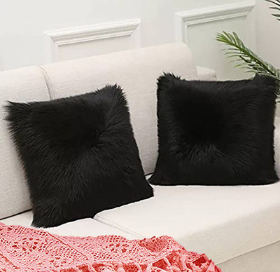 Catchyx Cart Microfibre Solid Cushion Pack of 2(Black)