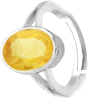 Jaipur Gemstone Jaipur Gemstone Natural Yellow Sapphire Stone Ring Silver Sapphire Sterling Silver Plated Ring