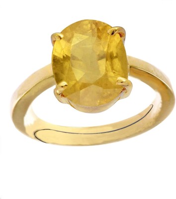 RATAN BAZAAR Ratan Bazaar Natural & Genuine Yellow Sapphire Gold Stone Copper Sapphire Gold Plated Ring