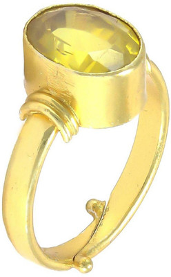 KUNDLI GEMS Kundli Gems Yellow Sapphire Stone Ring For Men and Women Copper Sapphire Gold Plated Ring