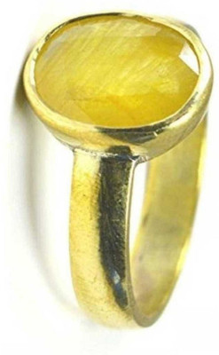 KUNDLI GEMS Kundli Gems Natural Gemstone Yellow Sapphire Gold Ring Copper Sapphire Gold Plated Ring