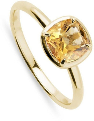 RATAN BAZAAR Ratan Bazaar Original Yellow Sapphire Stone Ring For Women Copper Sapphire Gold Plated Ring