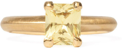 RATAN BAZAAR Ratan Bazaar Certified Natural Yellow Sapphire Gold Adjustable Ring Copper Sapphire Gold Plated Ring