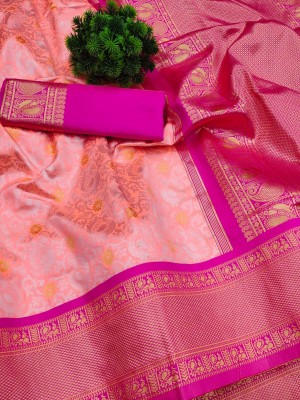 Marziyaa Woven Banarasi Jacquard Saree(Pink)