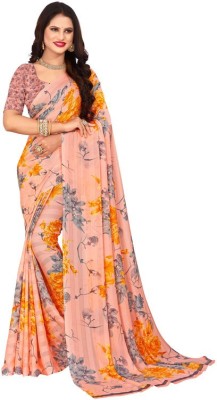 Sitanjali Floral Print Bollywood Georgette Saree(Orange)