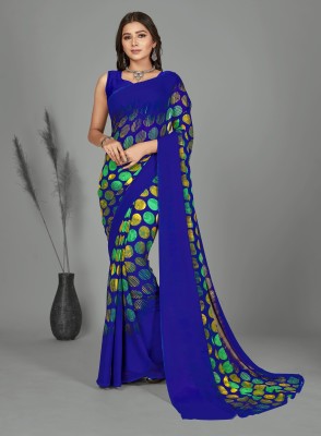 Anand Sarees Ombre, Geometric Print Daily Wear Georgette Saree(Blue)