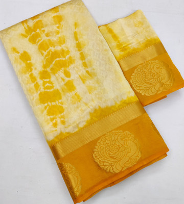 BHOLEBABA CREATION Woven Banarasi Tussar Silk Saree(Yellow)