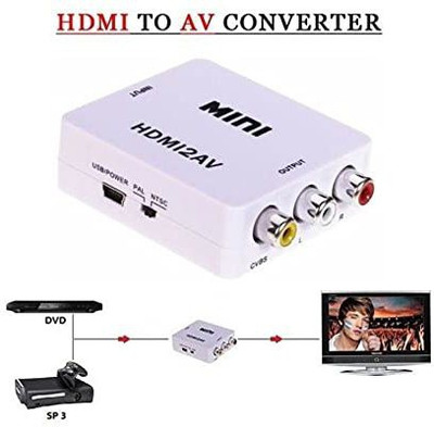 TERABYTE MINI HDMI TO AV Converter Full HD Video 720/1080p UP Scaler Media Streaming Device(White)