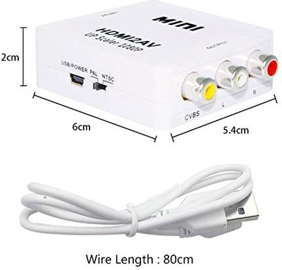 TERABYTE MINI HDMI TO AV Video Converter UP Scaler Full HD 720/1080p Selector Box Media Streaming Device(White)