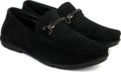 BRATVA BRATVA Coloured Suede Leather Formal/Casual Loafers for Men in Black/Brown/Blue Loafers For Men(Black , 9)