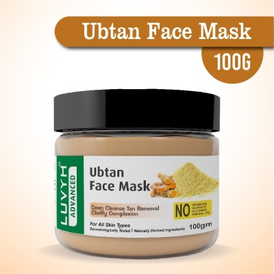 LUVYH Ubtan Face Mask (100g) Cream Mask Skin Brightening Detan Face Pack For Glowing Skin,Tan Removal, Whitening, Depigmentation, Oil Control, Acne & Fairness, Pollution removing wash-off face mask for All Skin Types No Parabens, No Mineral Oil, No Sulphate, No Silicone(100 g)