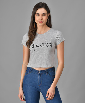 vivient Casual Printed Women Grey Top