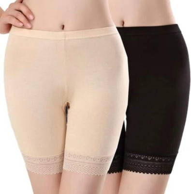ATTIRE OUTFIT Solid Women Beige, Black Cycling Shorts