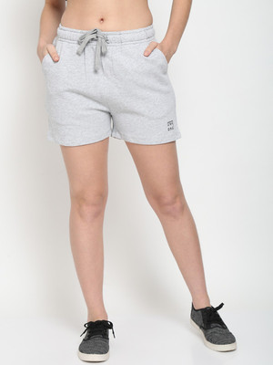 UnaOne Solid Women Grey Regular Shorts