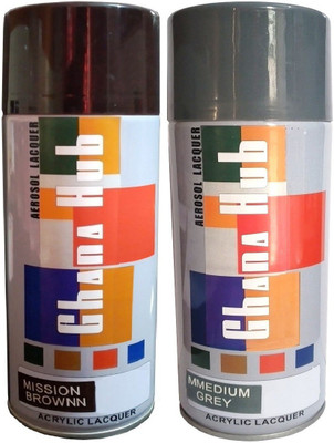 GHANA HUB PREMIUM CUBE DOUBLE BROWN AND MEDIUM GREY Multicolor Spray Paint 900 ml(Pack of 2)