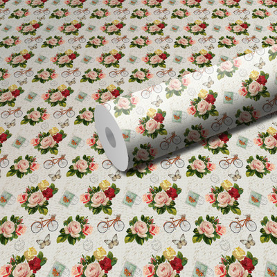 WallDaddy 304.8 cm L-Vintage Cycle Rose Self Adhesive Sticker(Pack of 1)