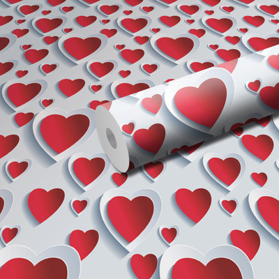 WallDaddy 304.8 cm L-Red&White Heart Self Adhesive Sticker(Pack of 1)