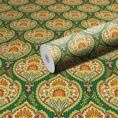 DSticker 300 cm l-Jaipur Texture Yellow Self Adhesive Sticker(Pack of 1)