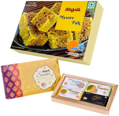 Bhagat's Heera Sweet Mysore Pak 400gm & 4 in 1 Sonroll Gift Pack 500Gm Box(2 x 450 g)