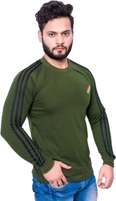 Namita Enterprise Solid Men Round Neck Dark Green T-Shirt