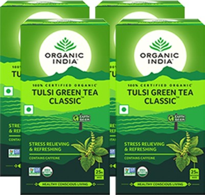 ORGANIC INDIA Classic Tulsi Green Tea Bags Box(4 x 25 Bags)