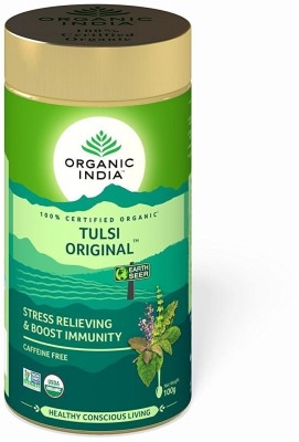 ORGANIC INDIA Tulsi Original 100 GM Tin- ( Pack of 2) Tulsi Herbal Tea Tin(2 x 50 g)