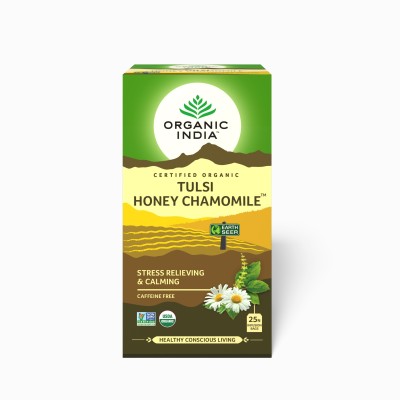 ORGANIC INDIA Chamomile Tulsi, Honey Green Tea Bags Box(25 Bags)