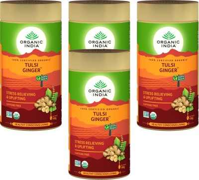 ORGANIC INDIA Tulsi Ginger 100 GM Tin- (Pack Of 4) Ginger Herbal Tea Drum(4 x 100 g)