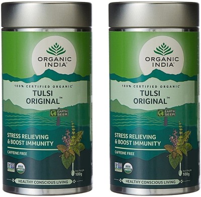 ORGANIC INDIA Tulsi Original Herbal Infusion Tea Drum Tulsi Herbal Infusion Tea Drum(2 x 50 g)