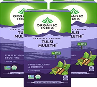 ORGANIC INDIA Tulsi Mulethi 25 Tea Bags- (Pack Of 3) Tulsi Herbal Tea Bags Box(3 x 25 Bags)