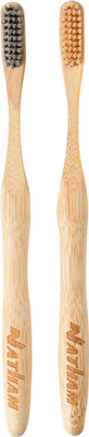 NATHAM organic bamboo tooth brush for adults charcoal activated pack of 2 Ultra Soft Toothbrush(Pack of 2)