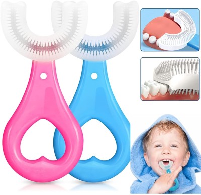 Sheling Manual U Type 360 Degree Soft Silicone Oral Teeth Cleaning Gift For 2-12y old Extra Soft Toothbrush(2 Toothbrushes)