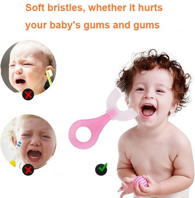 KOTLEY U-Shape Tooth brush Silicone Brush Tooth Brush for 2-9 Years U-Shape Ultra Soft Toothbrush(Pack of 2)