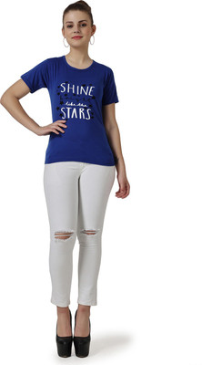 AFFAIR Casual Graphic Print Women Blue Top