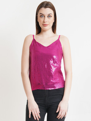 miss haute Casual Embellished Women Pink Top