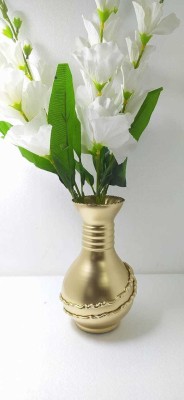 SAVORADE stylish round flower pot vase for centerpiece decoration without flowers Glass Vase(8 inch, Gold)