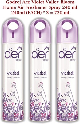 Godrej AER VIOLET VALLEY BLOOM HOME AIR FRESHNER 240 ML ( PACK OF 3 ) Spray(3 x 240 ml)